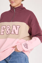 Varsity Logo Sweater - Pink Plum Stripe