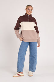 Varsity Sweater - Chocolate Mocha Stripe