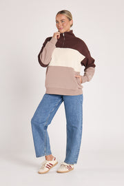 Varsity Sweater - Chocolate Mocha Stripe