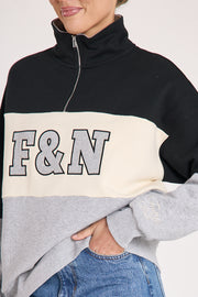 Varsity Logo Sweater - Black Grey Stripe