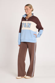 Noah Wide Pant - Chocolate Blue Stripe
