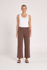 Noah Cropped Pant - Chocolate Blue Stripe