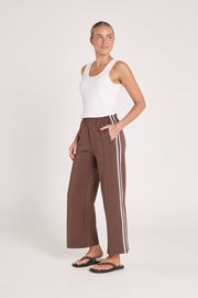 Noah Cropped Pant - Chocolate Blue Stripe