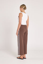 Noah Cropped Pant - Chocolate Blue Stripe
