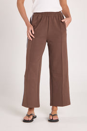 Noah Cropped Pant - Chocolate Blue Stripe