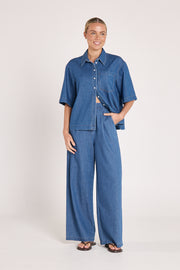 Arlo Cropped Shirt - Heritage Blue