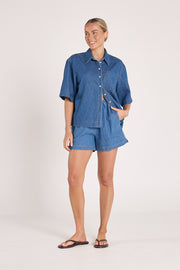 Arlo Cropped Shirt - Heritage Blue
