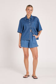 Arlo Cropped Shirt - Heritage Blue