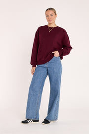 Feather Logo Crew - Burgundy