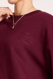 Feather Logo Crew - Burgundy