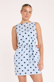 PRE-ORDER Lucy Dress - Navy Spot