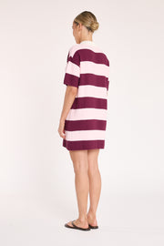 Bree Knitted Dress - Pink Burgundy Stripe