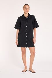 Grace Denim Dress - Black