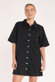 Grace Denim Dress - Black