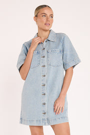 Grace Denim Dress - Capri Blue