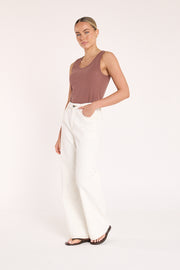 Cassie Wide Leg Jean - Cream
