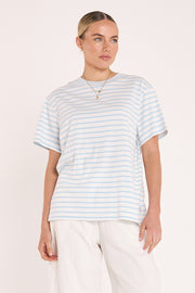 Carter Tee - White Blue Stripe
