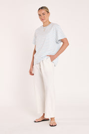 Carter Tee - White Blue Stripe