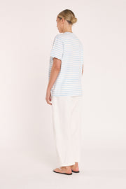 Carter Tee - White Blue Stripe