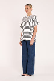 Carter Tee - White Black Stripe