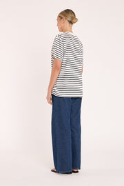 Carter Tee - White Black Stripe