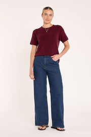 Jasper Knitted Tee - Burgundy