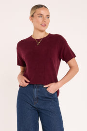 Jasper Knitted Tee - Burgundy