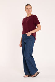 Jasper Knitted Tee - Burgundy