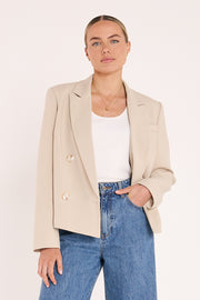 Hayley Cropped Blazer - Beige