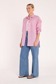 Emily Shirt - Pink Burgundy Stripe