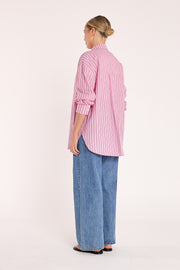 Emily Shirt - Pink Burgundy Stripe