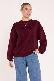 Feather Logo Crew - Burgundy