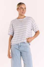 PRE-ORDER Evie Knitted Top - Blue Stripe