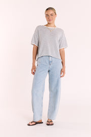 Evie Knitted Top - Navy Stripe