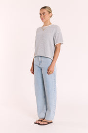 Evie Knitted Top - Navy Stripe