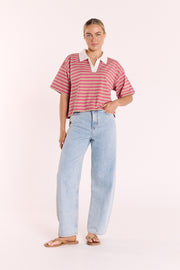 Finn Rugby Tee - Pink Beige Stripe