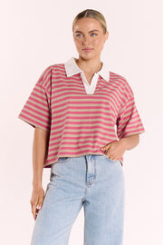 Finn Rugby Tee - Pink Beige Stripe
