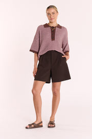 Hunter Top - Chocolate Pink Stripe
