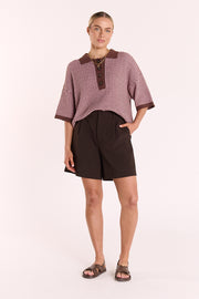 Hunter Top - Chocolate Pink Stripe