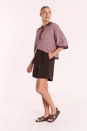 Hunter Top - Chocolate Pink Stripe