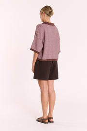 Hunter Top - Chocolate Pink Stripe