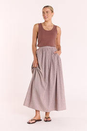 Lottie Skirt - Chocolate Gingham