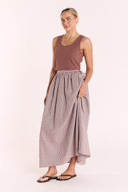 Lottie Skirt - Chocolate Gingham