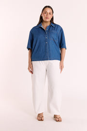Arlo Cropped Shirt - Heritage Blue