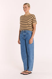Jasper Knitted Tee - Camel Black Stripe