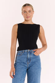 Lilly Boat Neck Tank - Black