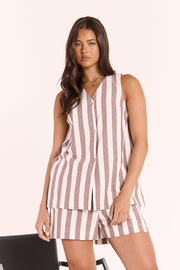 Leah Top - Chocolate Stripe