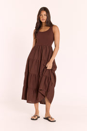 Juliette Tiered Dress - Chocolate