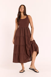 Juliette Tiered Dress - Chocolate
