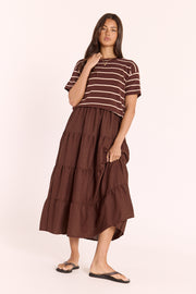 Jasper Knitted Tee - Chocolate Oat Stripe